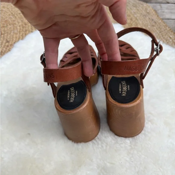 Swedish Hasbeens Brown Leather Sandals - Picture 6 of 7